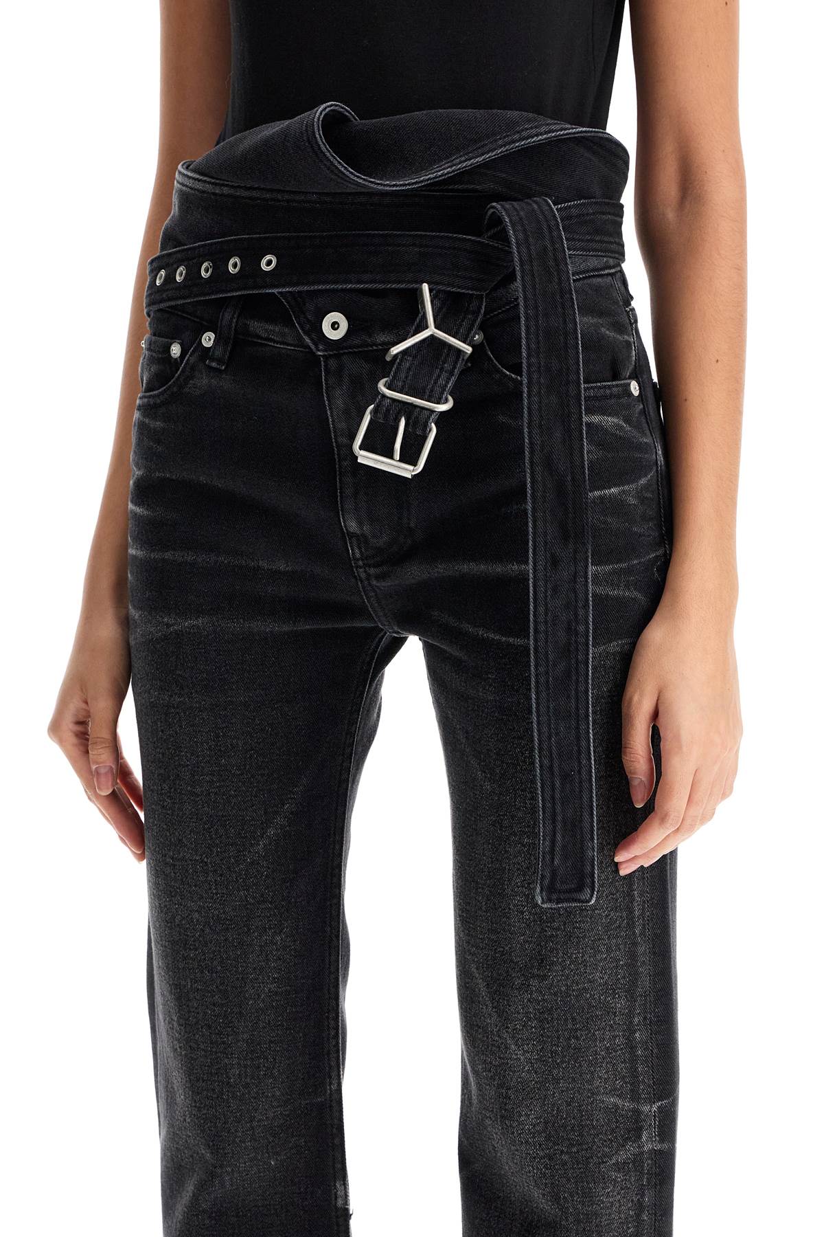 Shop Y/project Bootcut Jeans With Criss-cross In Black