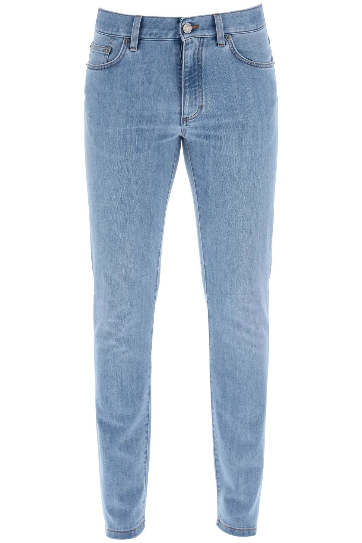 Shop Zegna Slim Fit Jeans In Stretch Denim In Light Blue