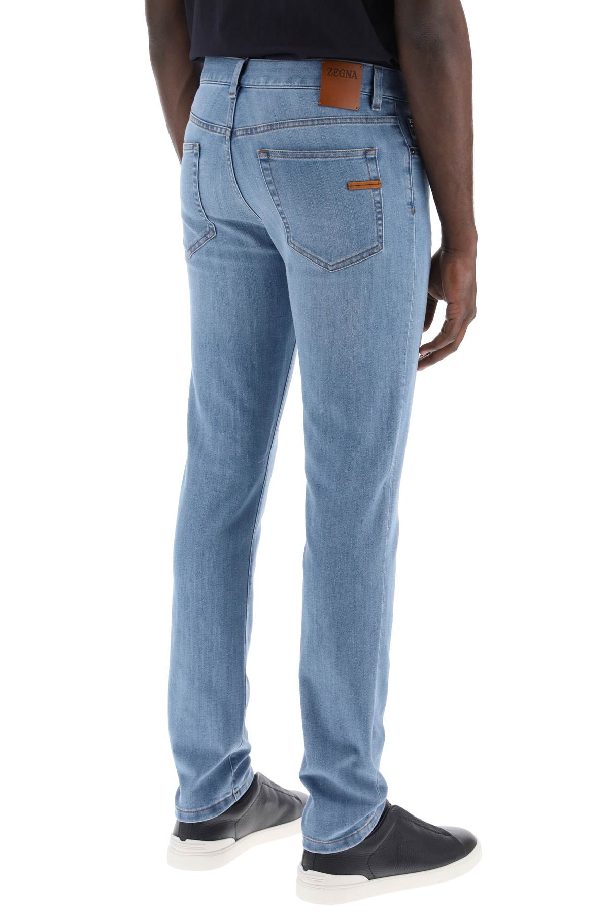 Shop Zegna Slim Fit Jeans In Stretch Denim In Light Blue