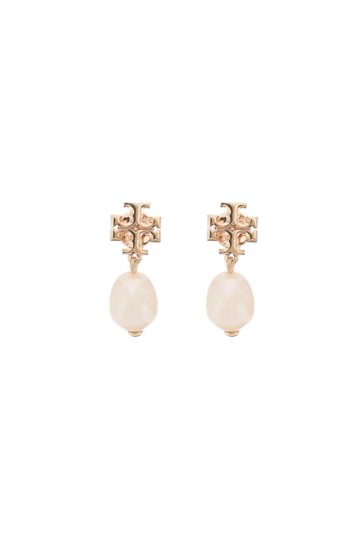 Shop Tory Burch Kira Earring With Pearl In Gold,pink