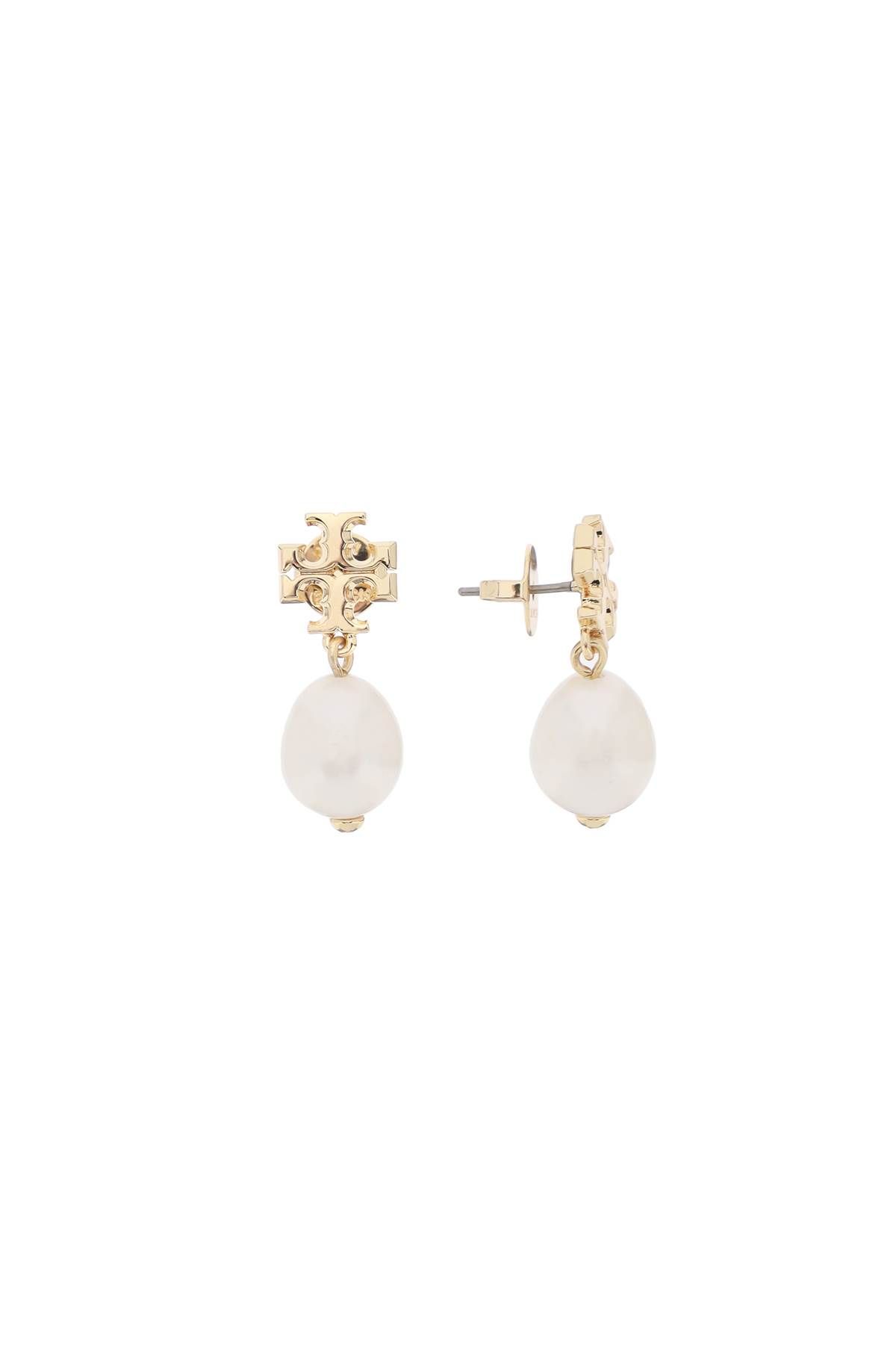 Tory Burch Kira Earring With Pearl In White,gold