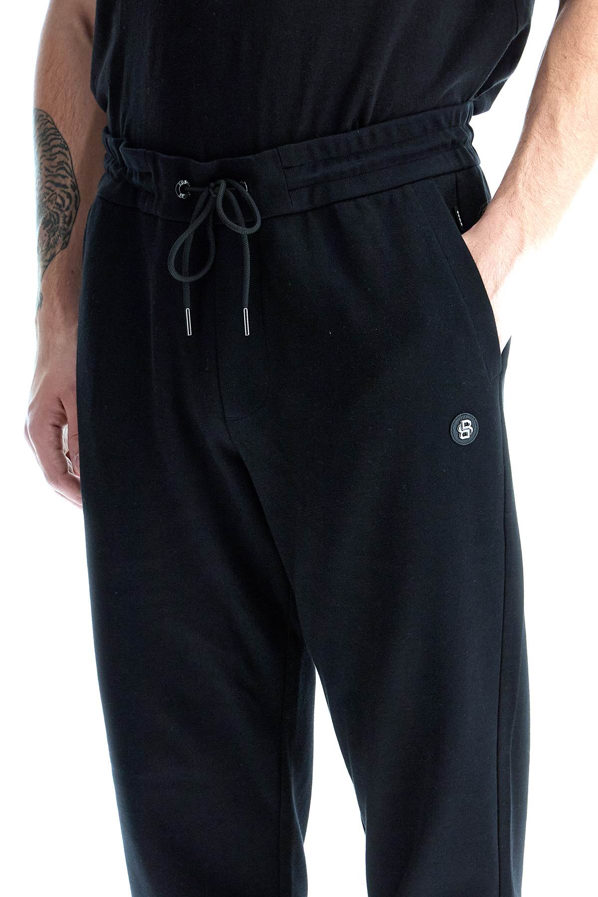 Shop Hugo Boss Jogger Pants With Double Monogram In Black