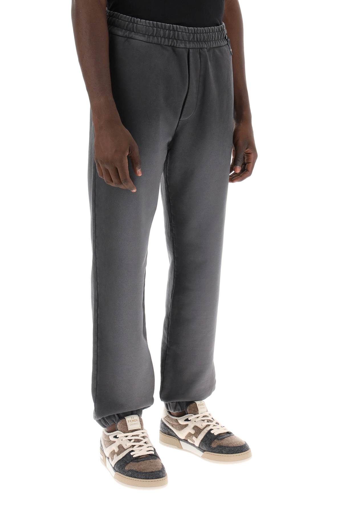 Shop Fendi Joggers In Washed Cotton In Grey
