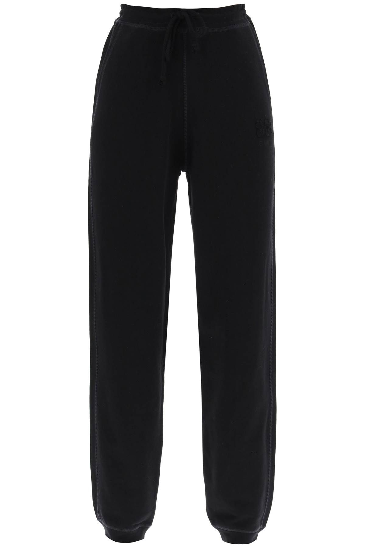 Shop Ganni Joggers In Cotton French Terry In Black