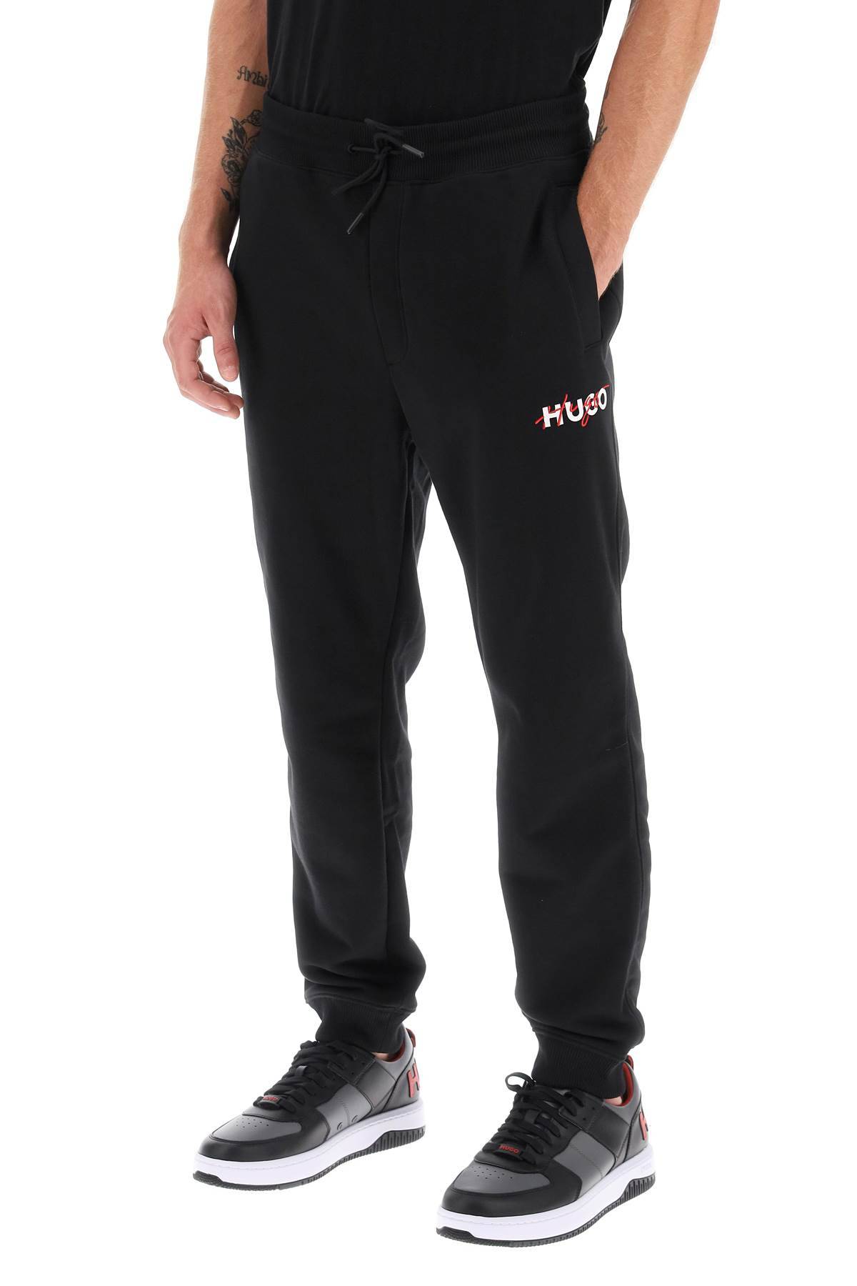 Shop Hugo Drokko Double Logo Sweatpants In Black