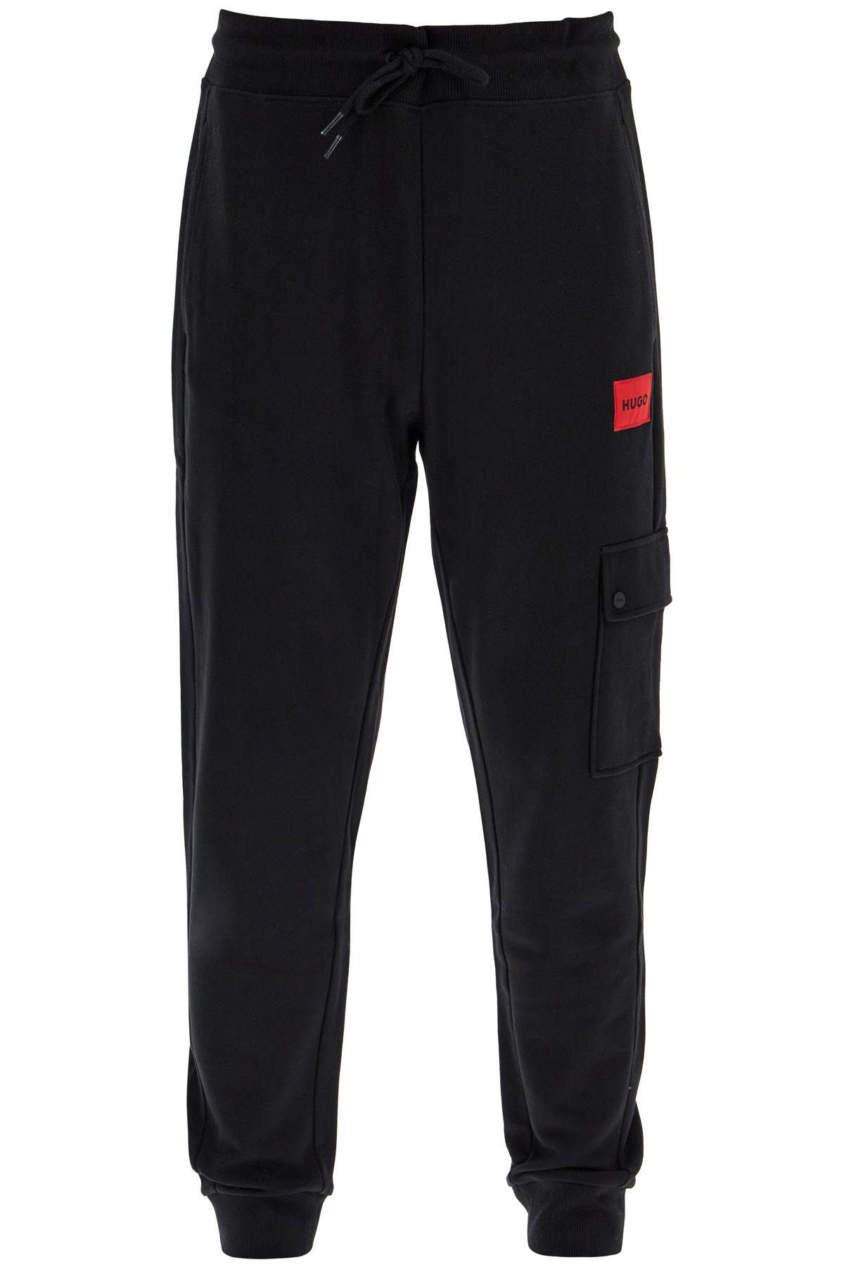 Shop Hugo Cotton Joggers With Cargo Pocket. In Black