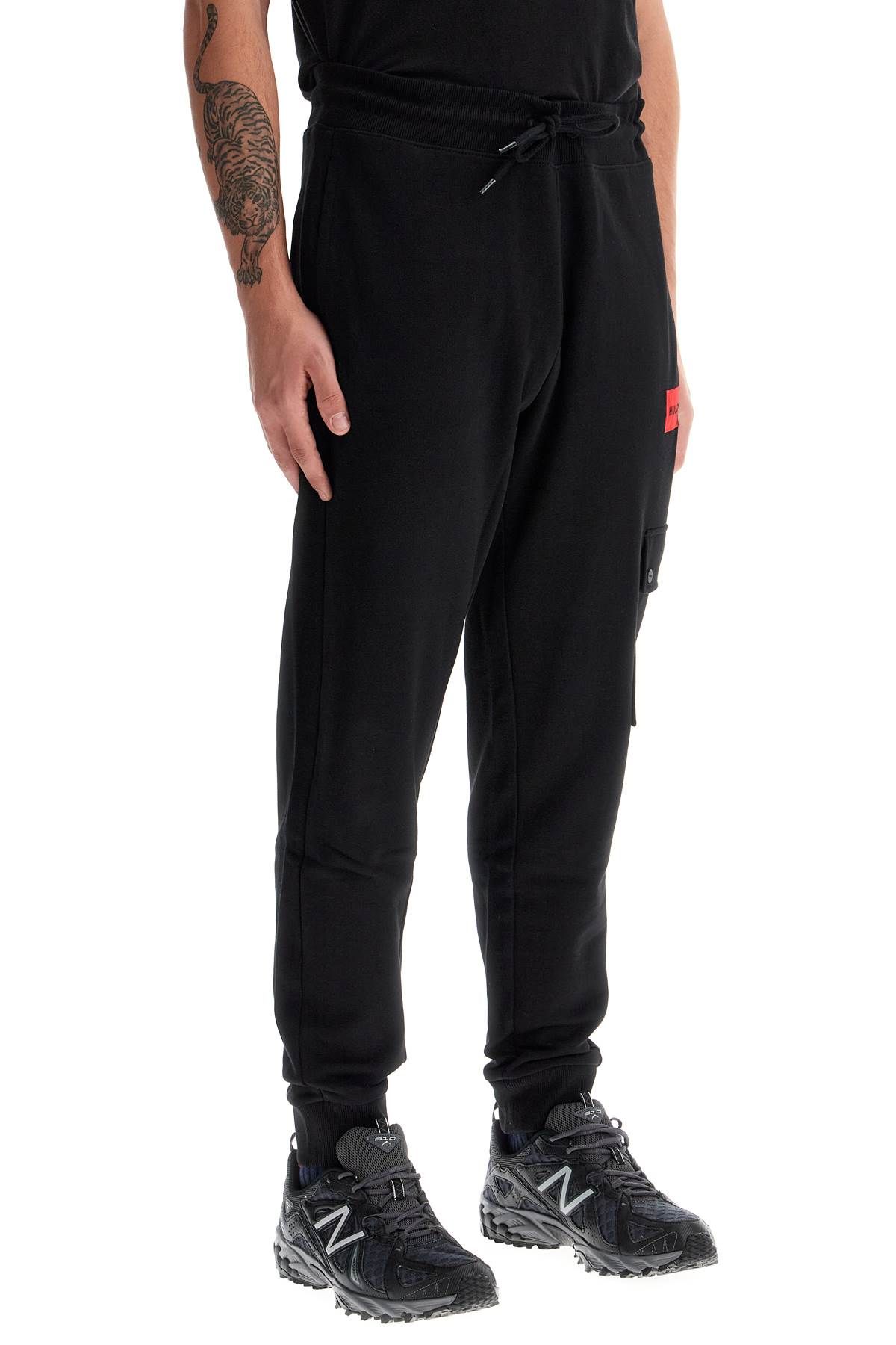 Shop Hugo Cotton Joggers With Cargo Pocket. In Black