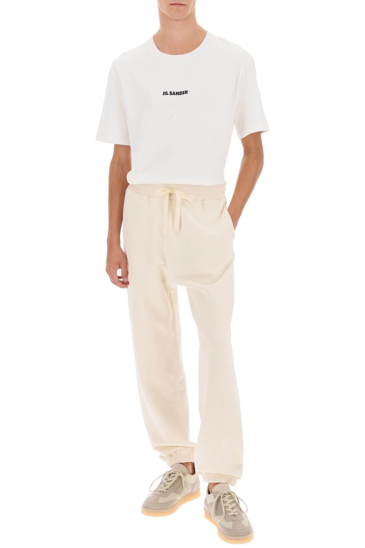 Shop Jil Sander Cotton Drawstring Sweatpants In White