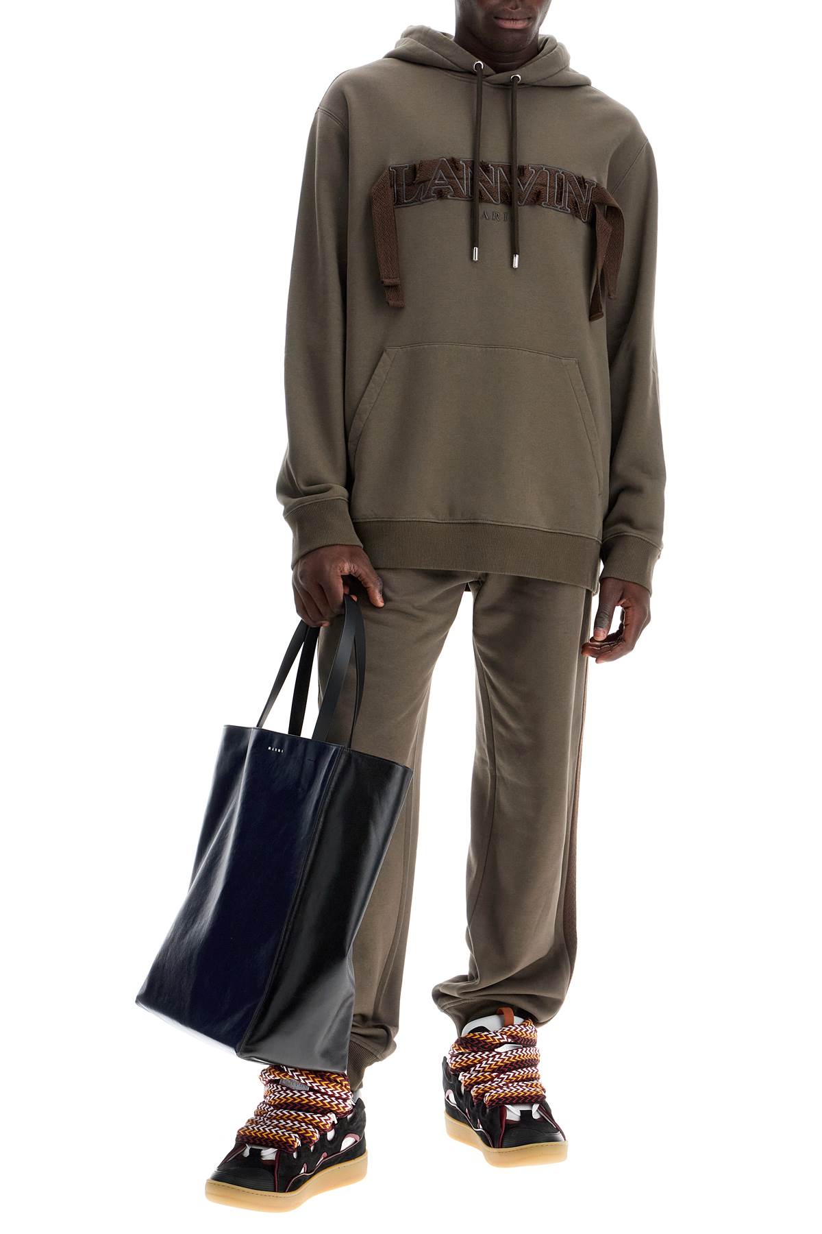 Shop Lanvin -side Joggers With Stripes In Brown