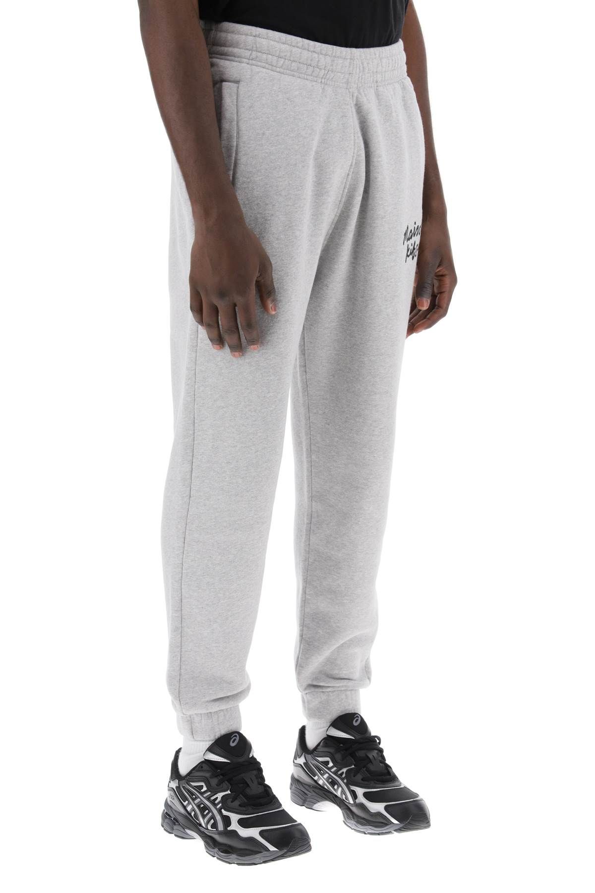 Shop Maison Kitsuné "sporty Pants With Handwriting In Grey