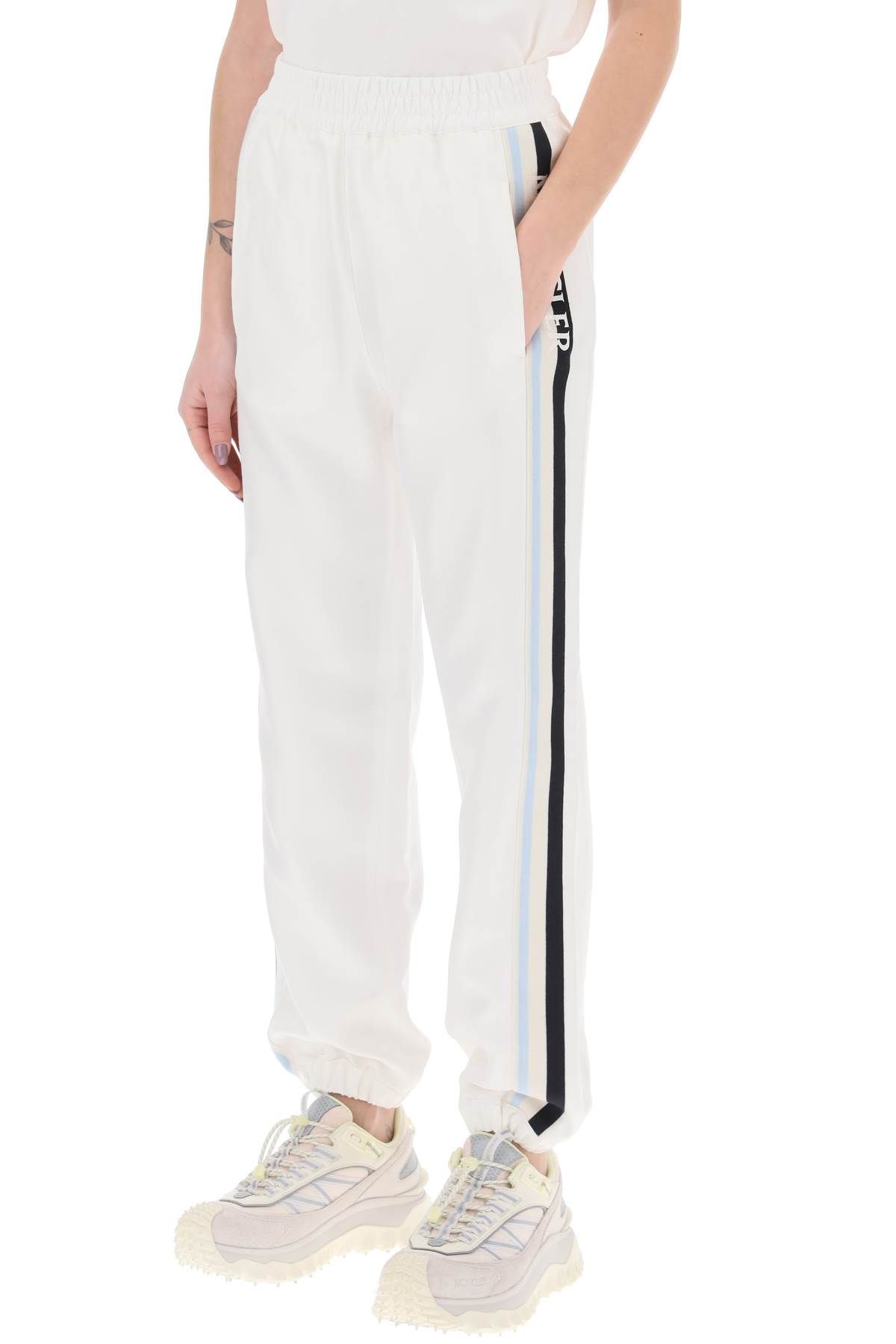 Shop Moncler Logo Banded Joggers With In White