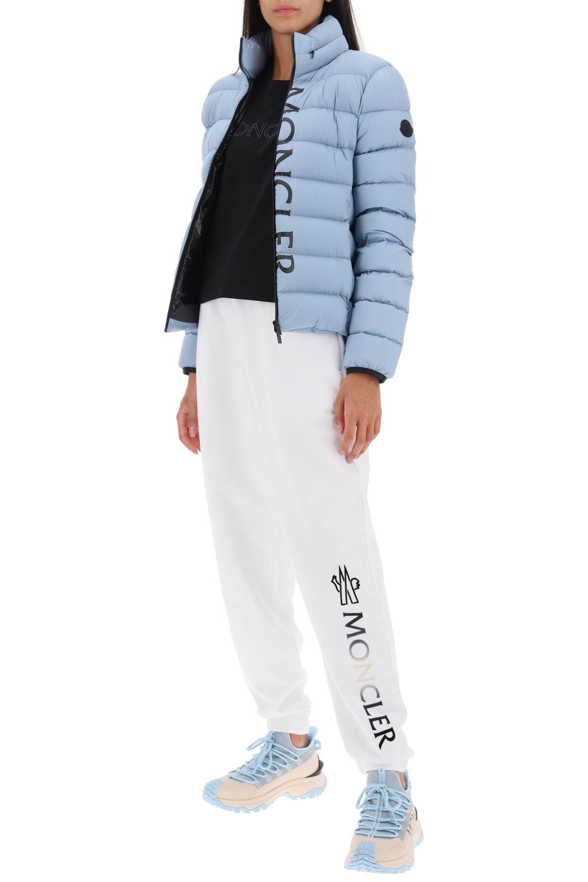Shop Moncler Joggers With Flocked Logo In White