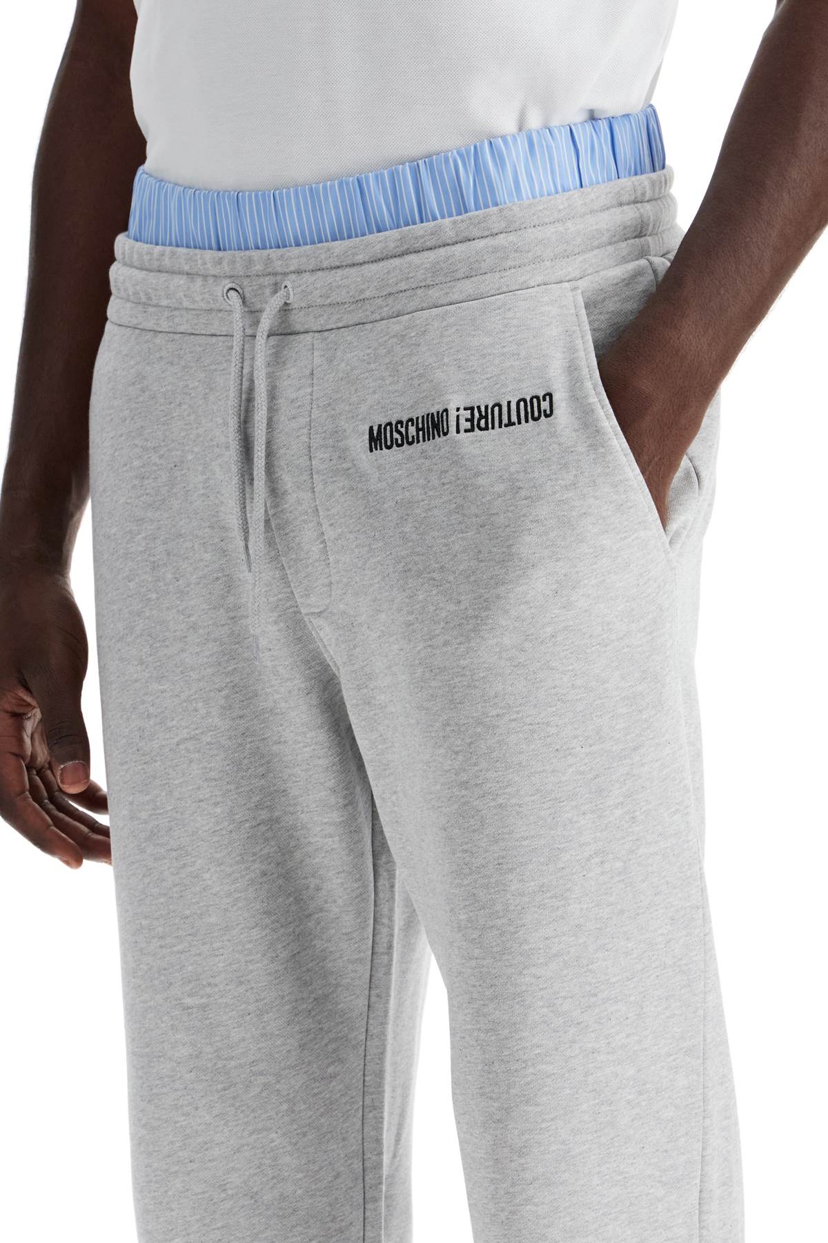 Shop Moschino Jogger Pants With Boxer Insert In Grey