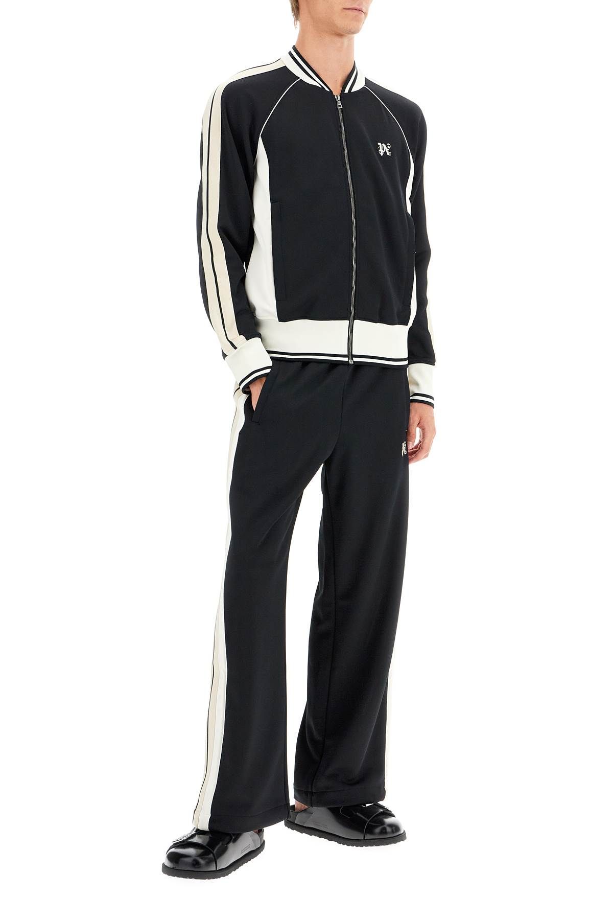 Shop Palm Angels Contrast Band Joggers With Track In In Black