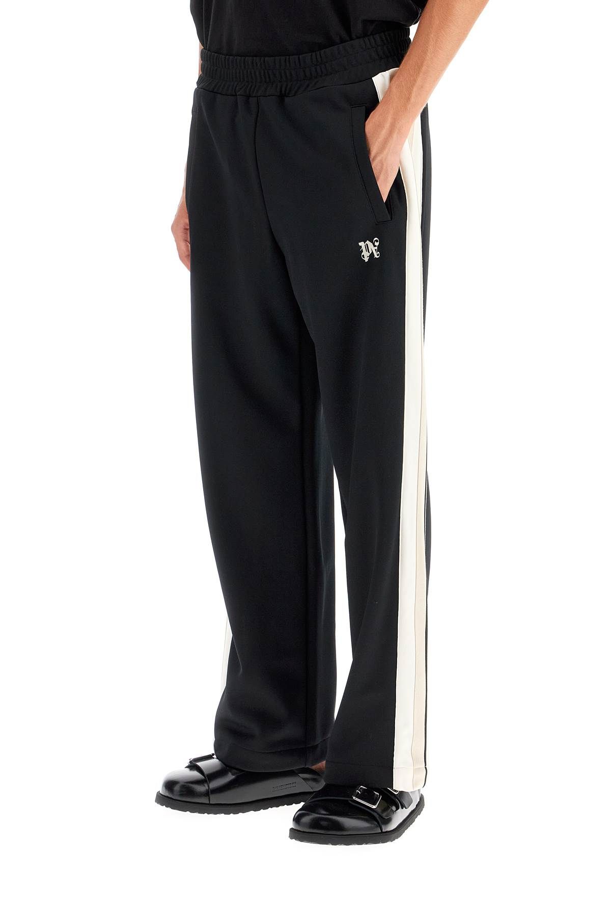 Shop Palm Angels Contrast Band Joggers With Track In In Black