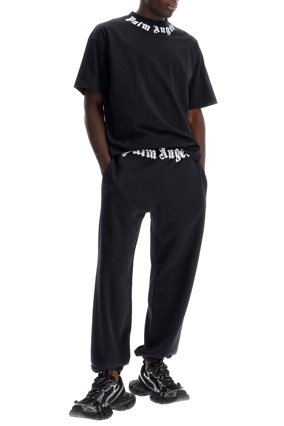 Shop Palm Angels Logo Print Joggers With Seven In Black