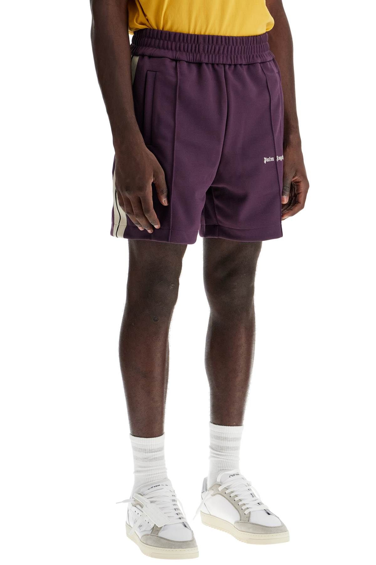 Shop Palm Angels "contrast Band Track Bermuda Shorts With In Purple