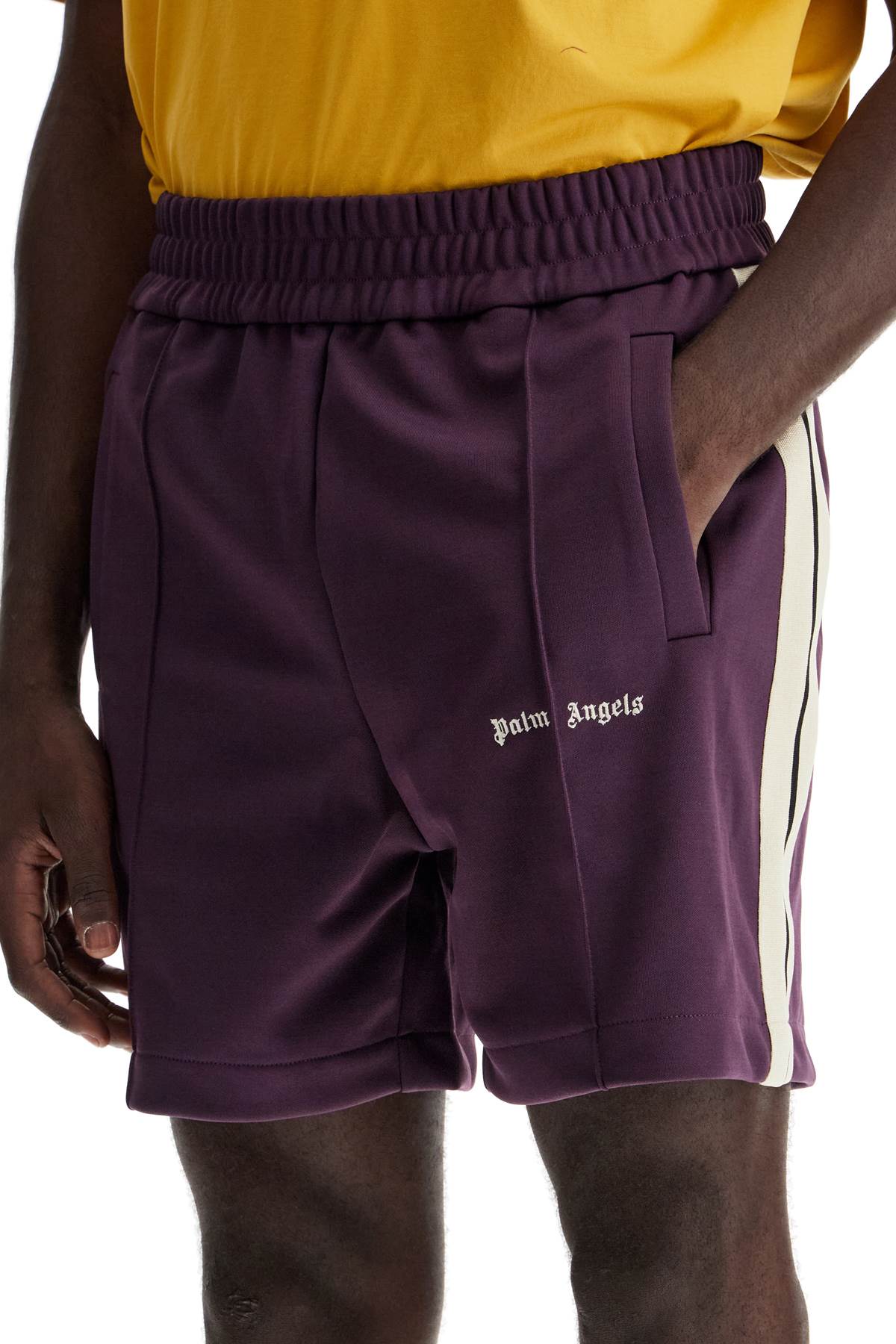 Shop Palm Angels "contrast Band Track Bermuda Shorts With In Purple