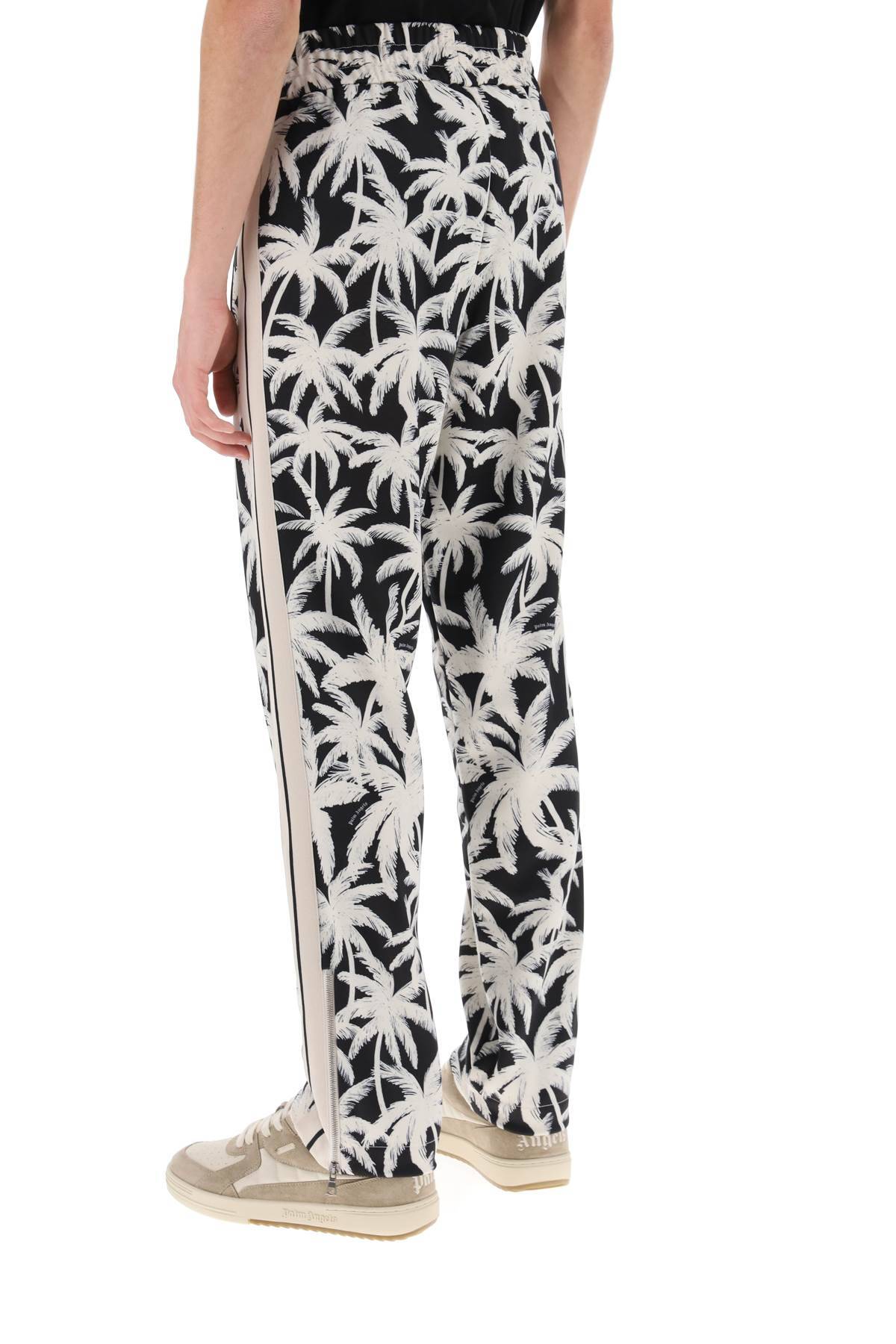 Shop Palm Angels Joggers With Palms Print In White,black,neutro