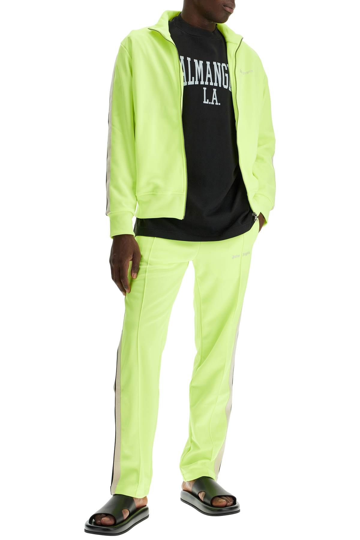 Shop Palm Angels Contrast Band Joggers With Track In In Fluo