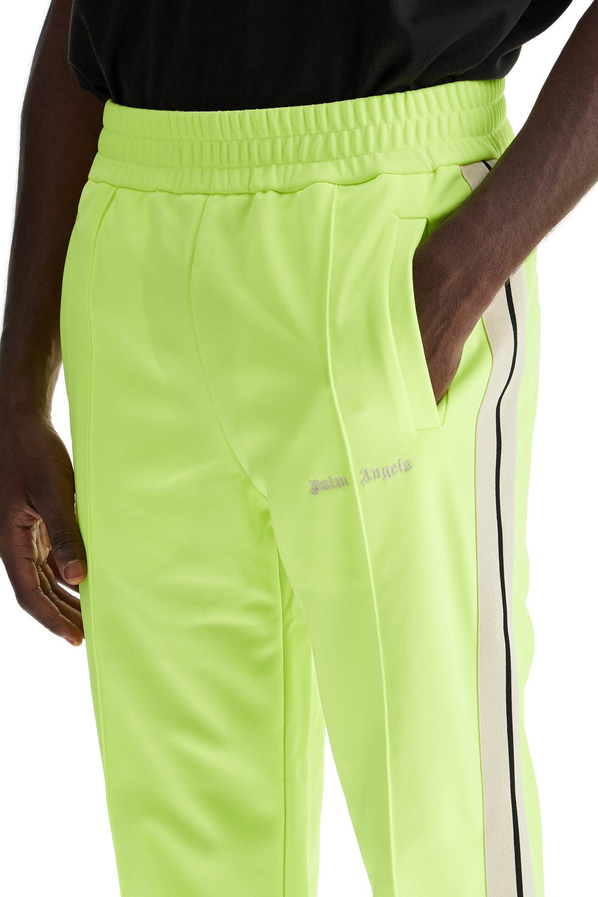 Shop Palm Angels Contrast Band Joggers With Track In In Fluo