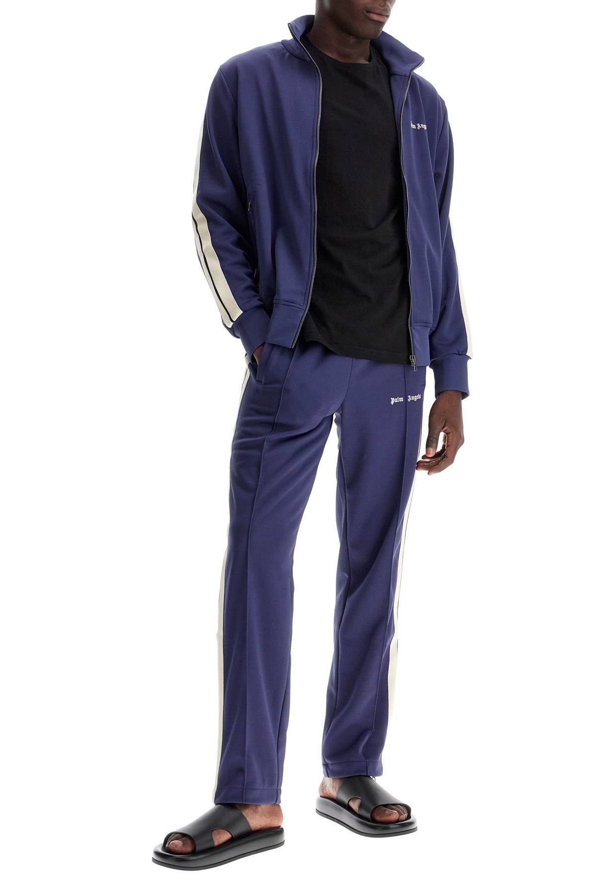 Shop Palm Angels Contrast Band Joggers With Track In In Blue