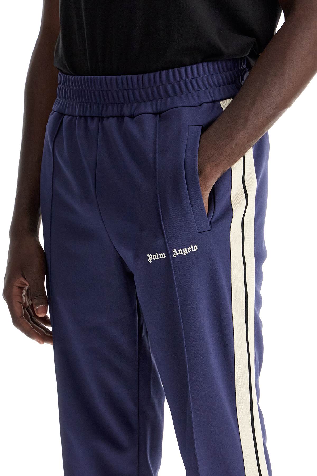 Shop Palm Angels Contrast Band Joggers With Track In In Blue