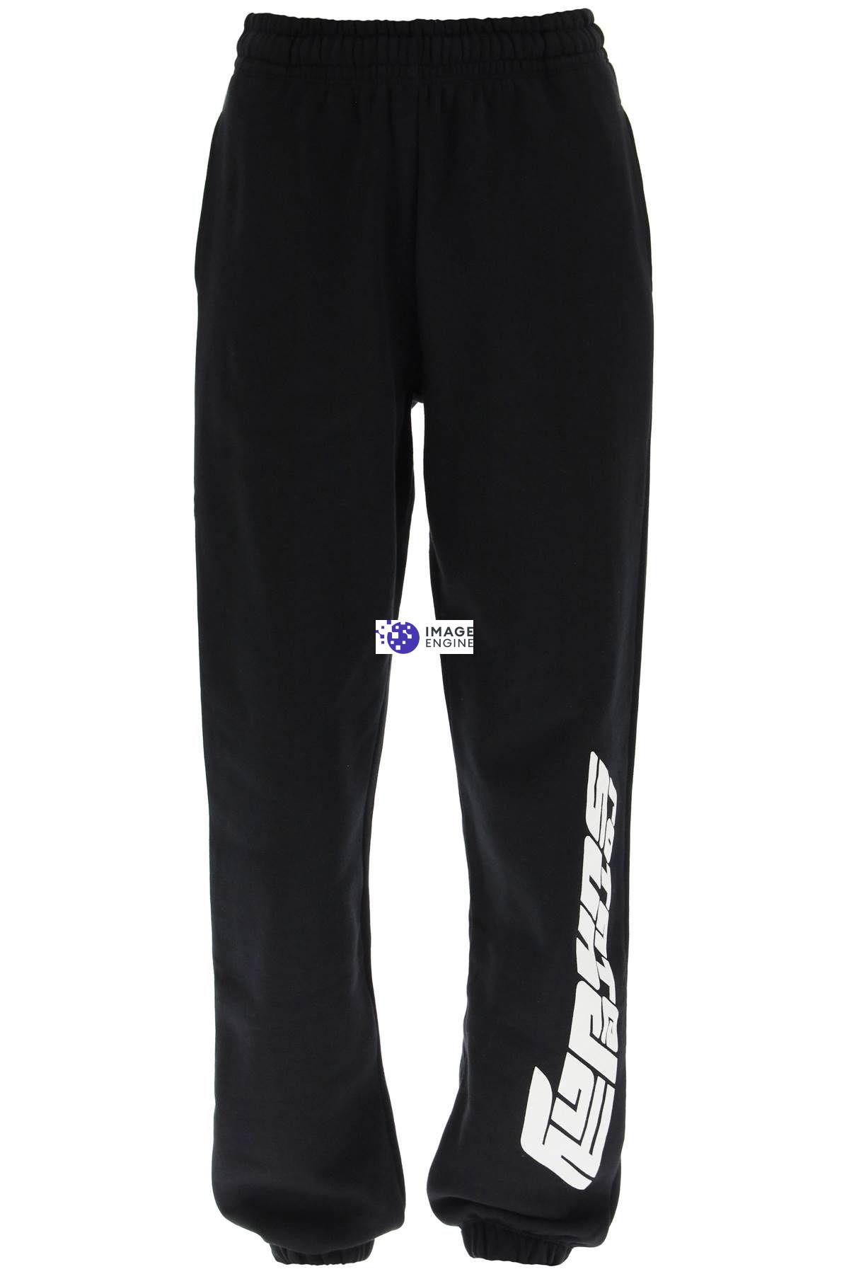 Rotate Birger Christensen Mimi Printed Cotton Fleece Track Pants In Black