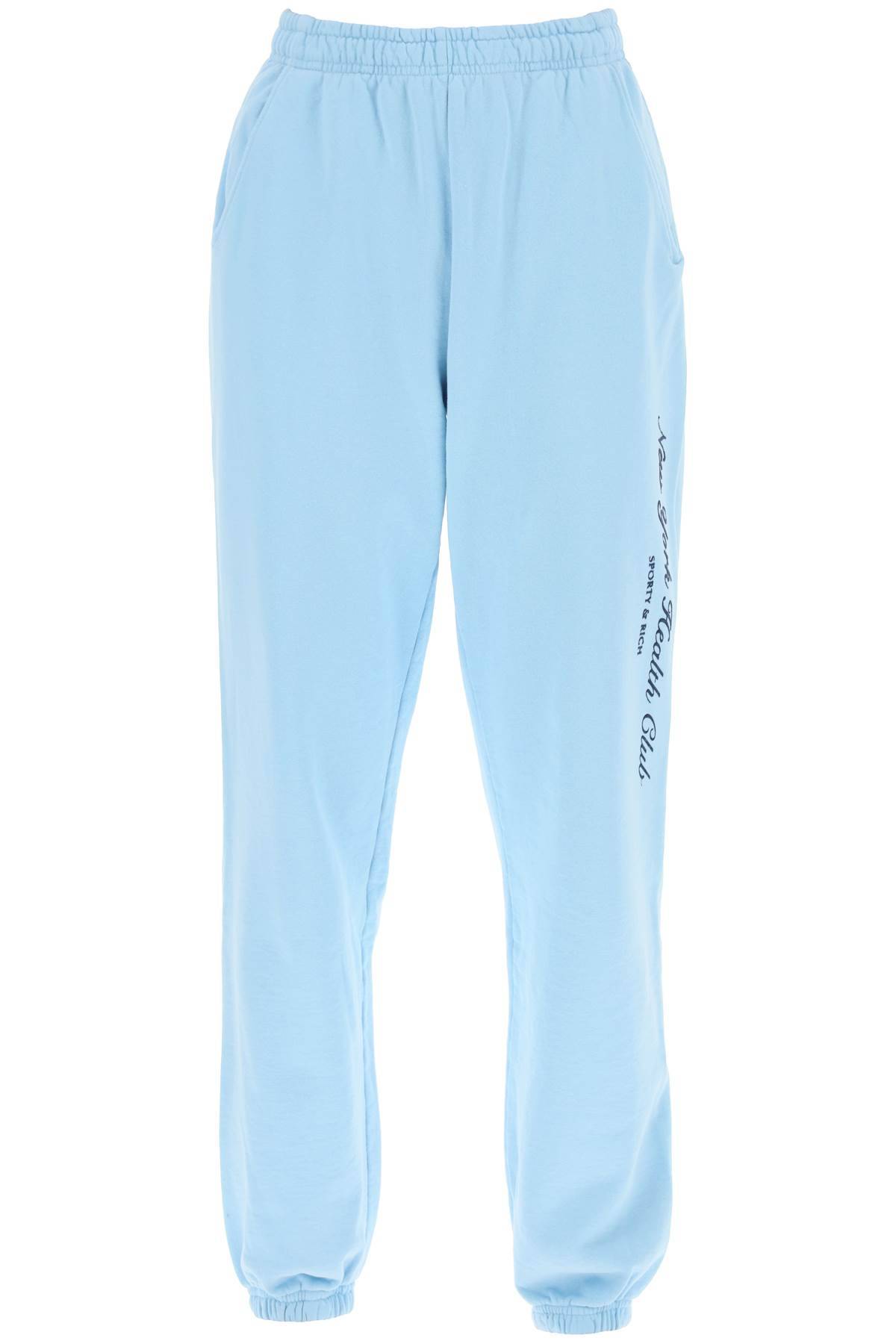 Shop Sporty And Rich 'ny Health Club' Flocked Sweatpants In Light Blue