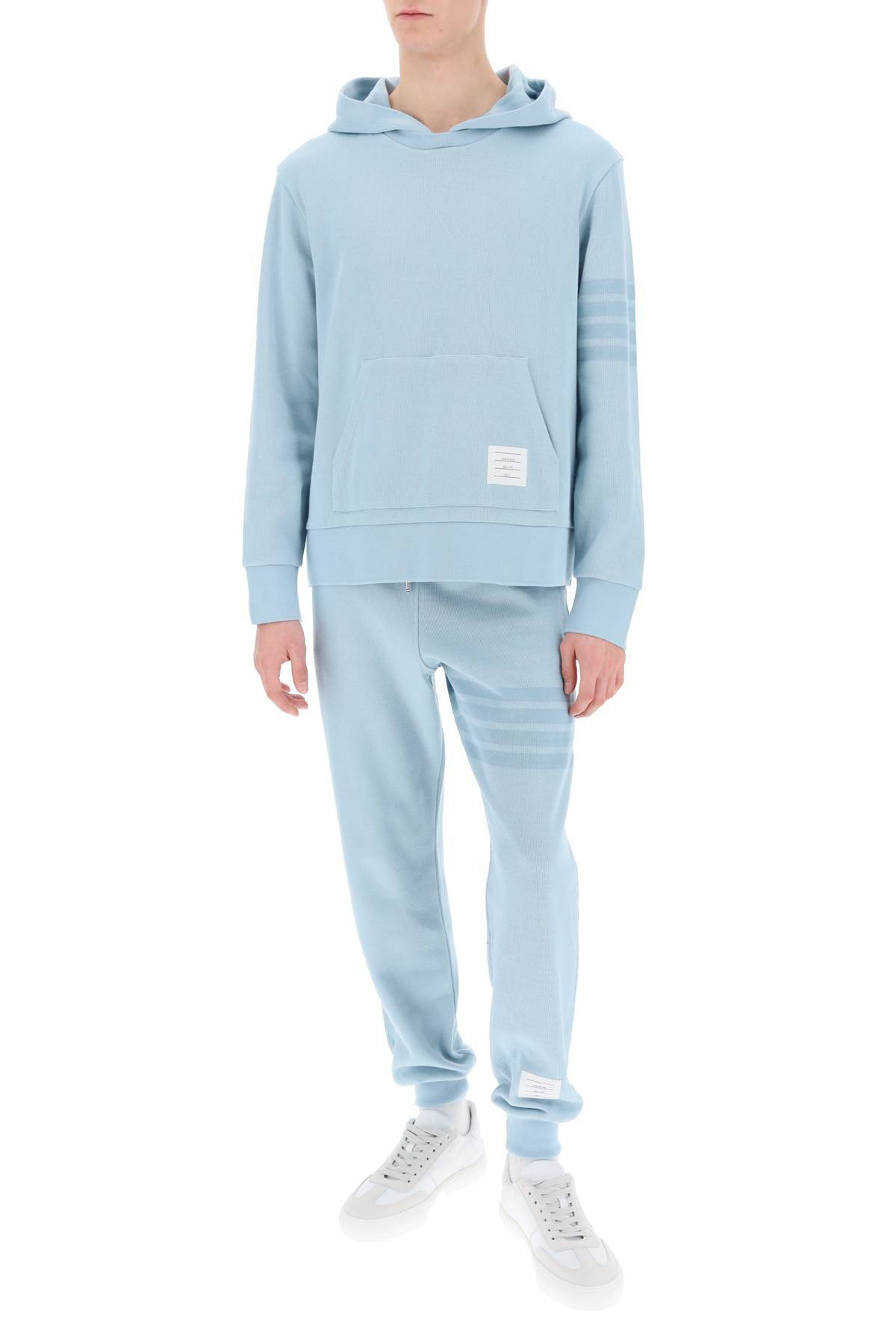 Shop Thom Browne 4-bar Joggers In Cotton Knit In Light Blue