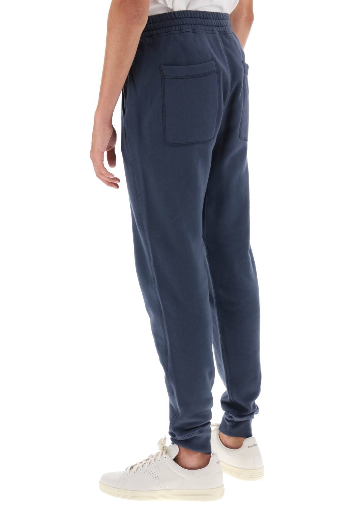Shop Tom Ford Joggers In Fleece-back Cotton In Blue