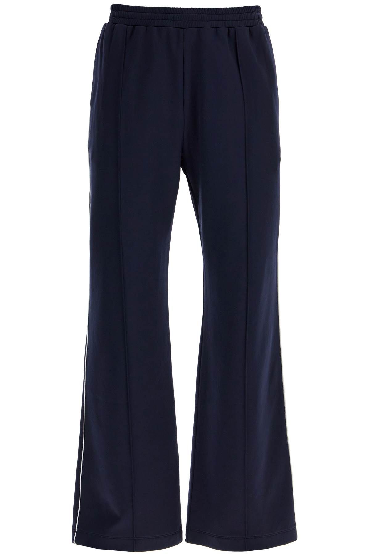 Shop Valentino Jogger Pants With Metallic V Detail In Blue