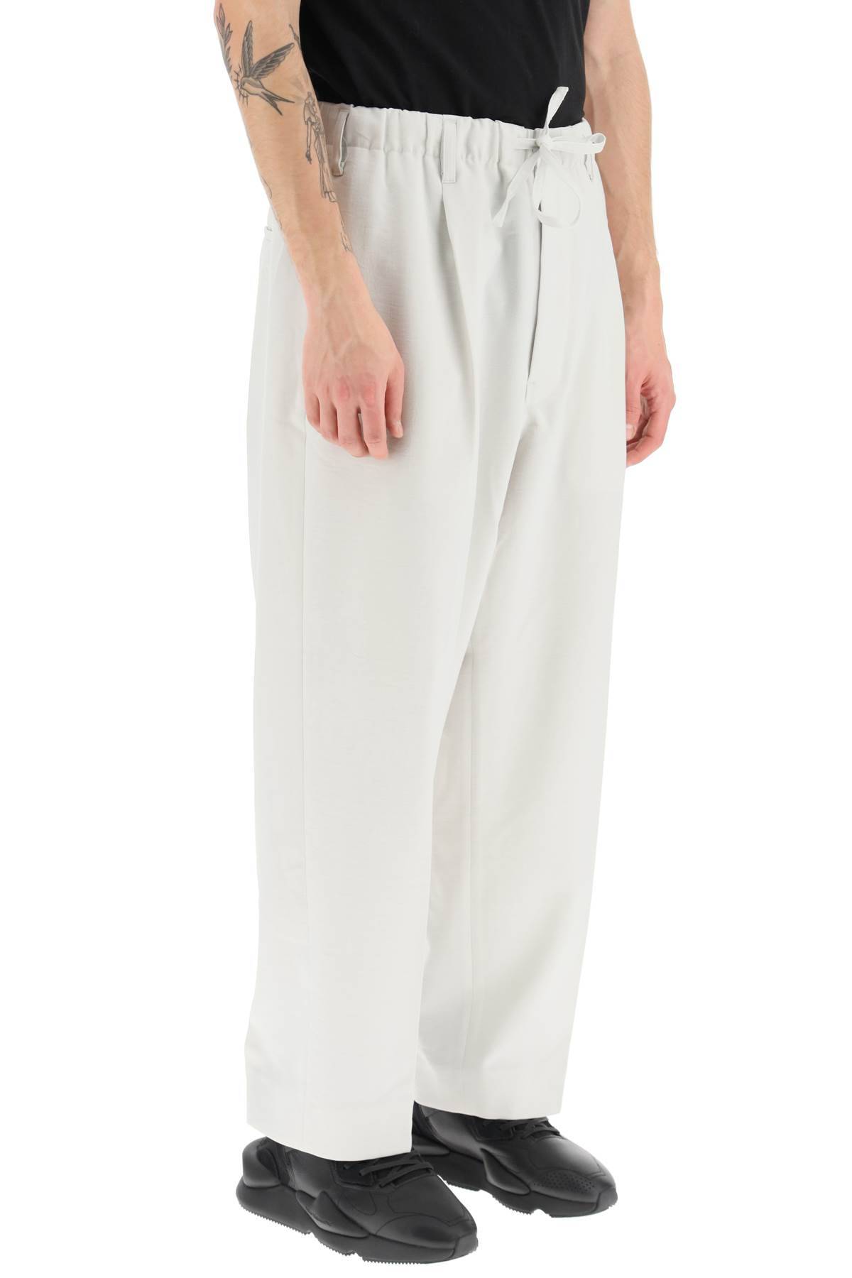 Shop Y-3 Lightweight Twill Pants With Side Stripes In White,grey