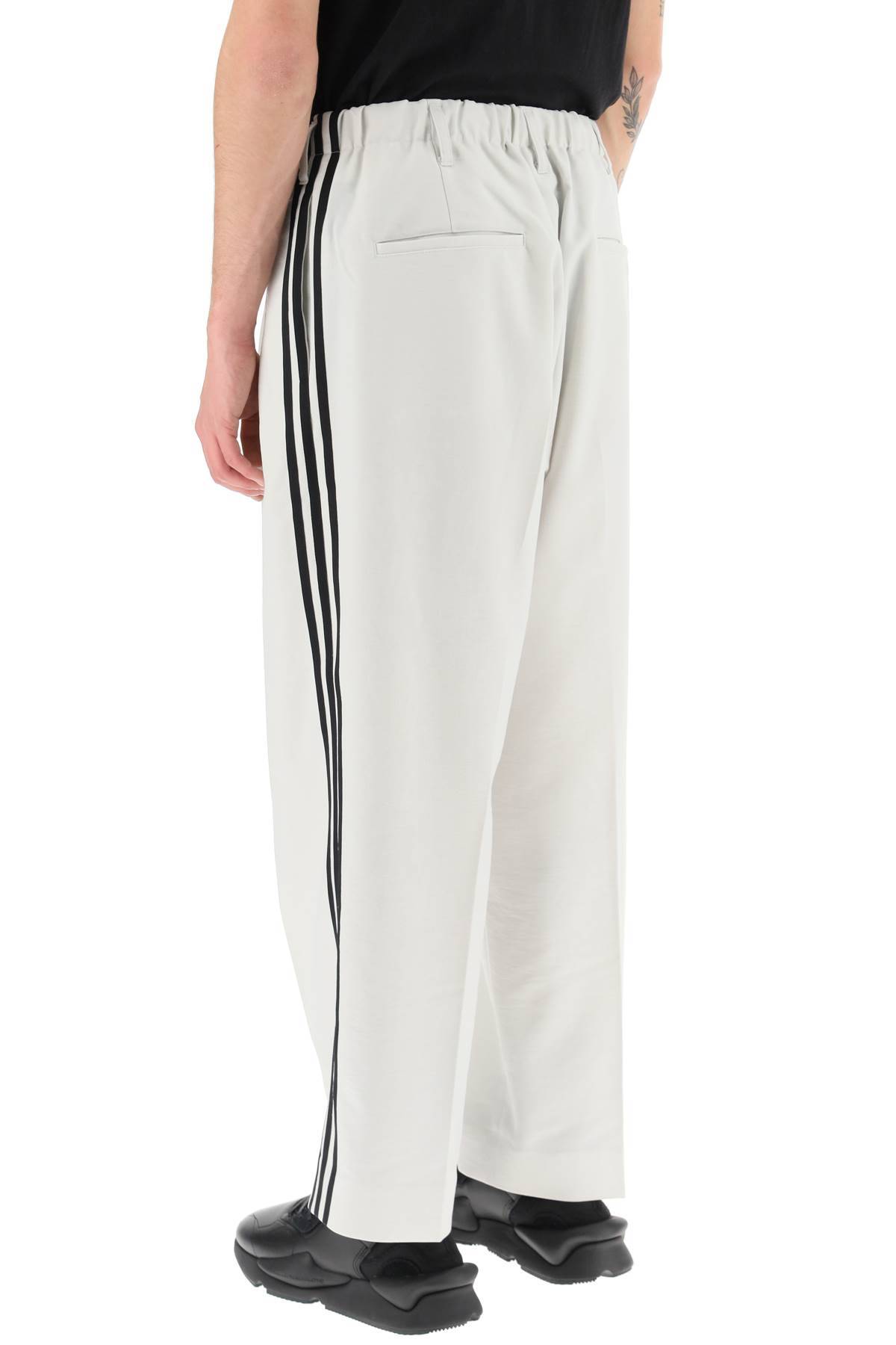 Shop Y-3 Lightweight Twill Pants With Side Stripes In White,grey