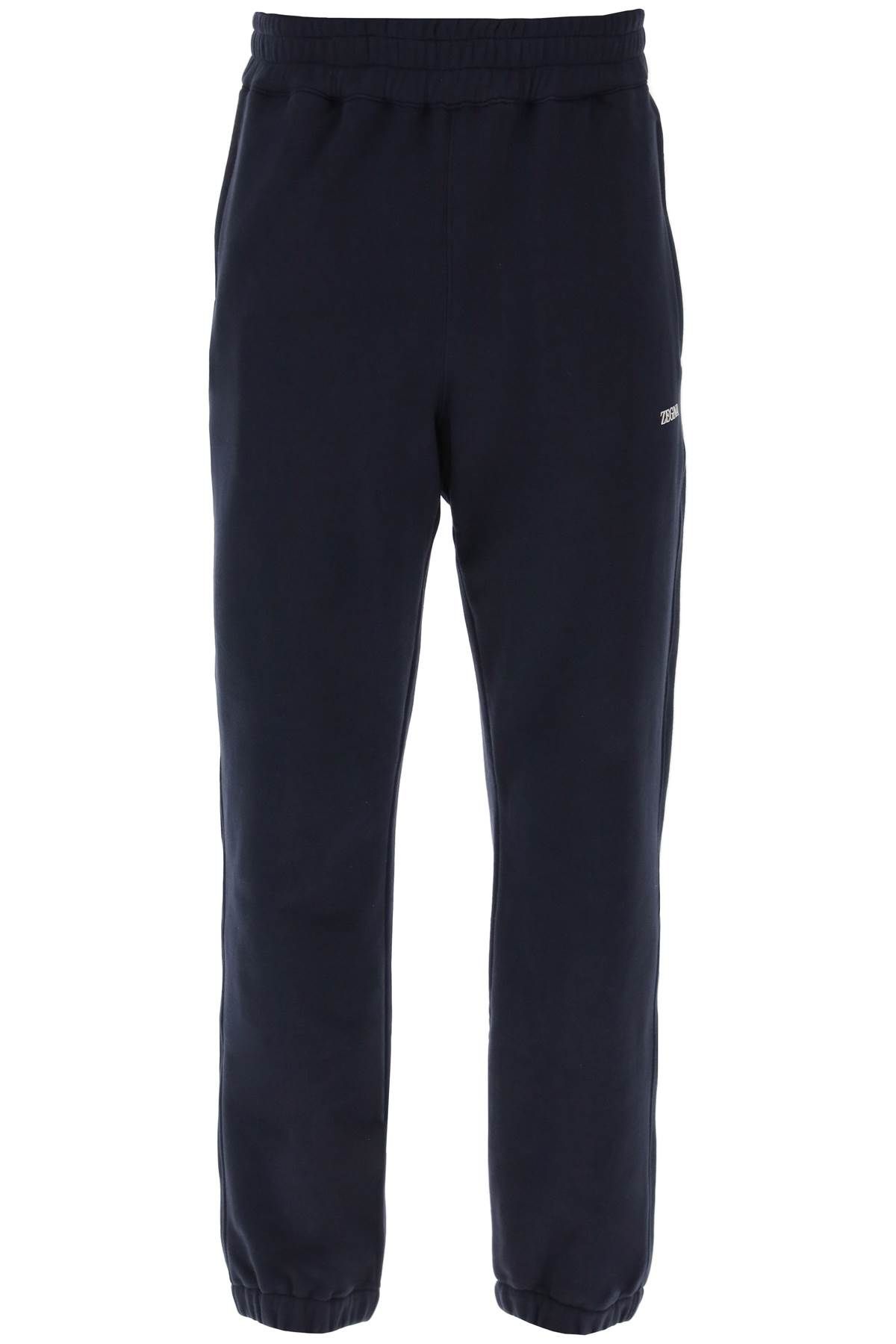 Zegna Cotton Sweatpants With Brushed Finish. In Blue