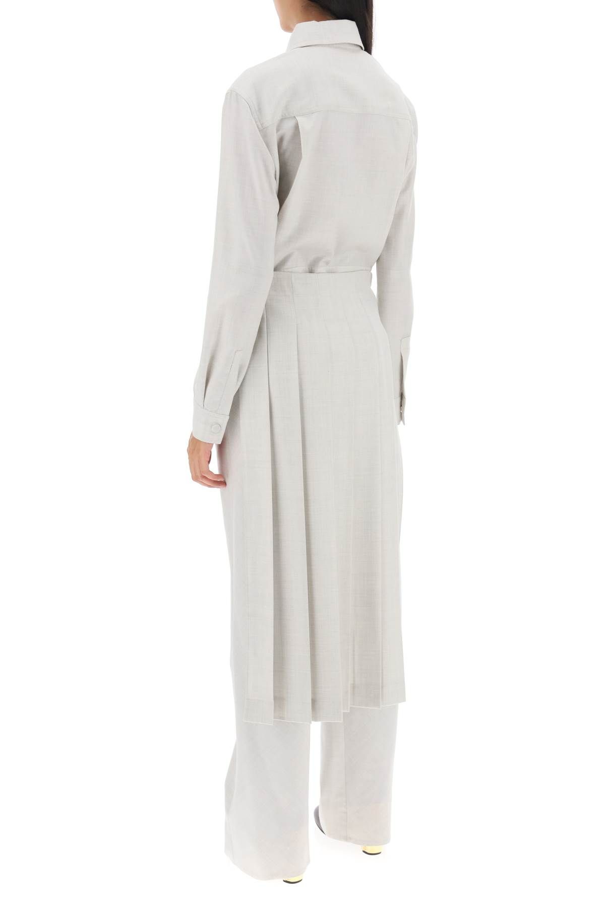 Shop Fendi Wool Jumpsuit With Pleated Panels In White