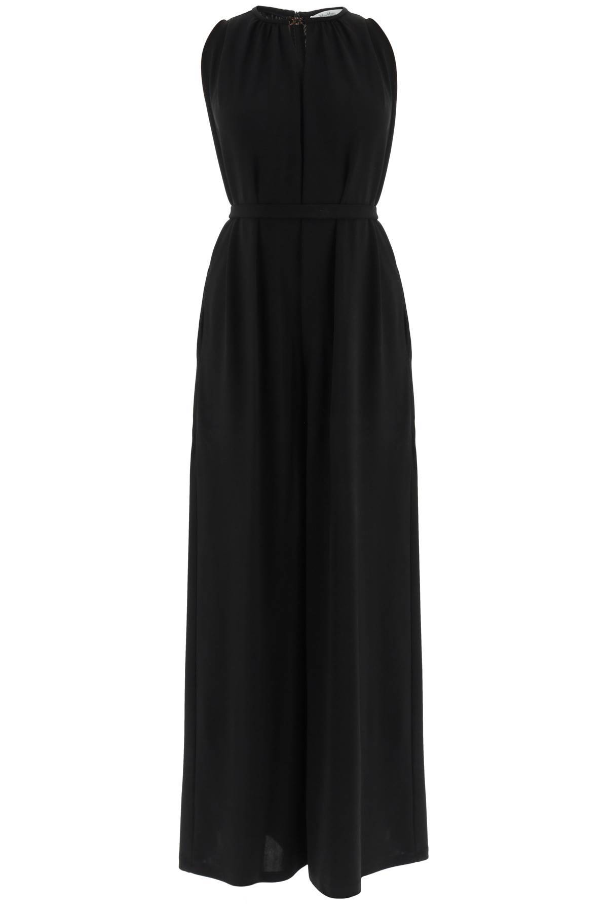Max Mara 'pascia' Belted Jersey Pantsuit In Black