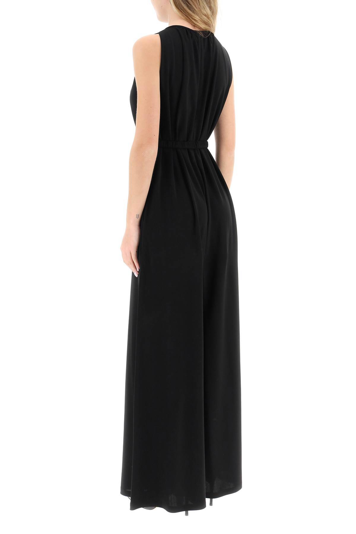 Shop Max Mara 'pascia' Belted Jersey Pantsuit In Black
