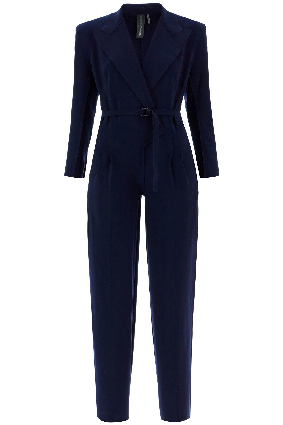 Shop Norma Kamali Double-breasted Straight Leg Jumpsuit In Blue