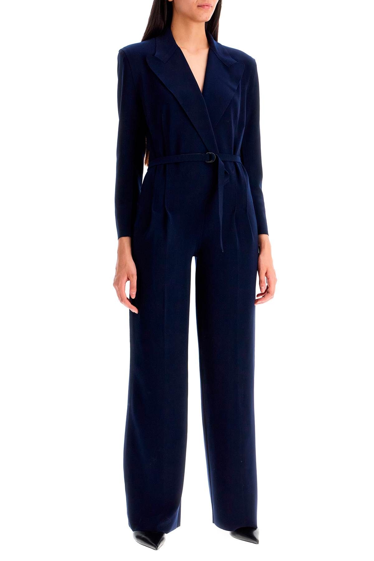 Shop Norma Kamali Double-breasted Straight Leg Jumpsuit In Blue