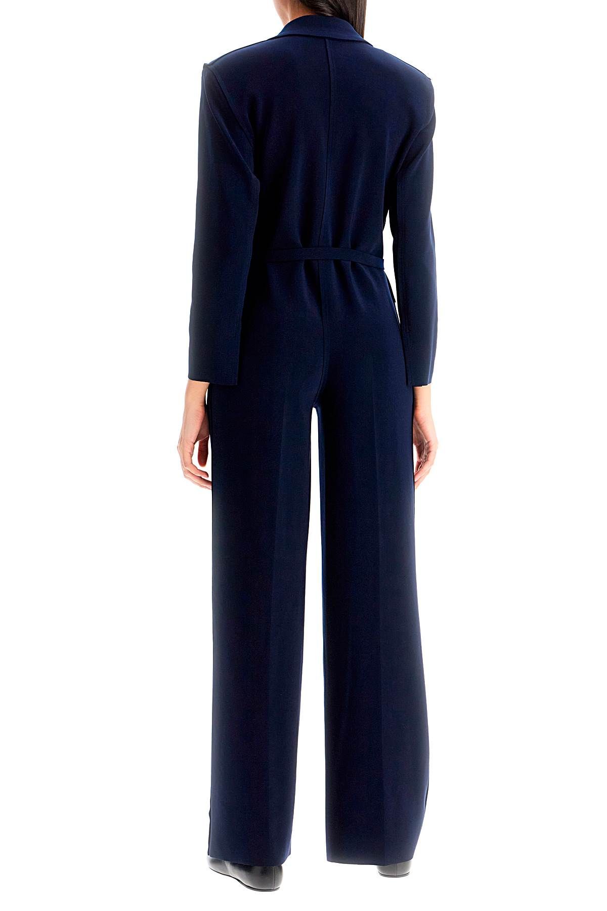 Shop Norma Kamali Double-breasted Straight Leg Jumpsuit In Blue