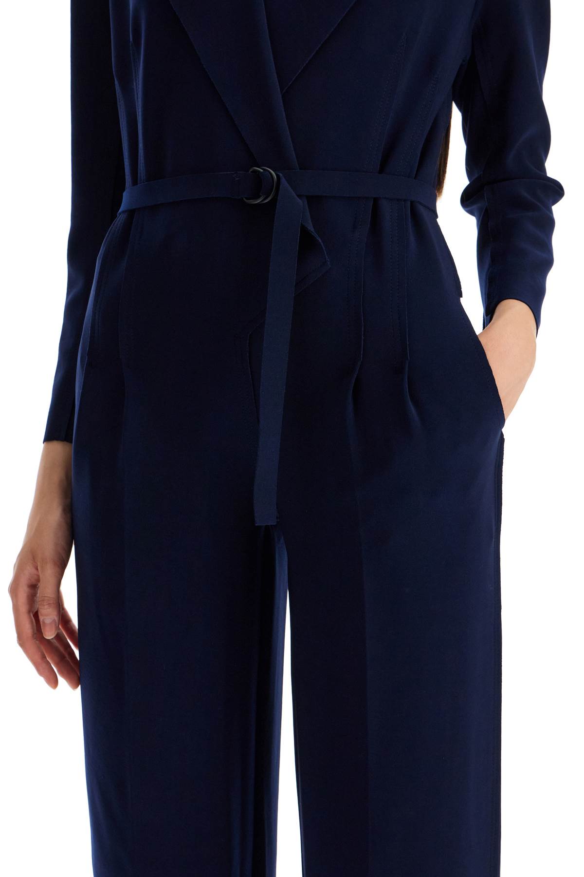 Shop Norma Kamali Double-breasted Straight Leg Jumpsuit In Blue