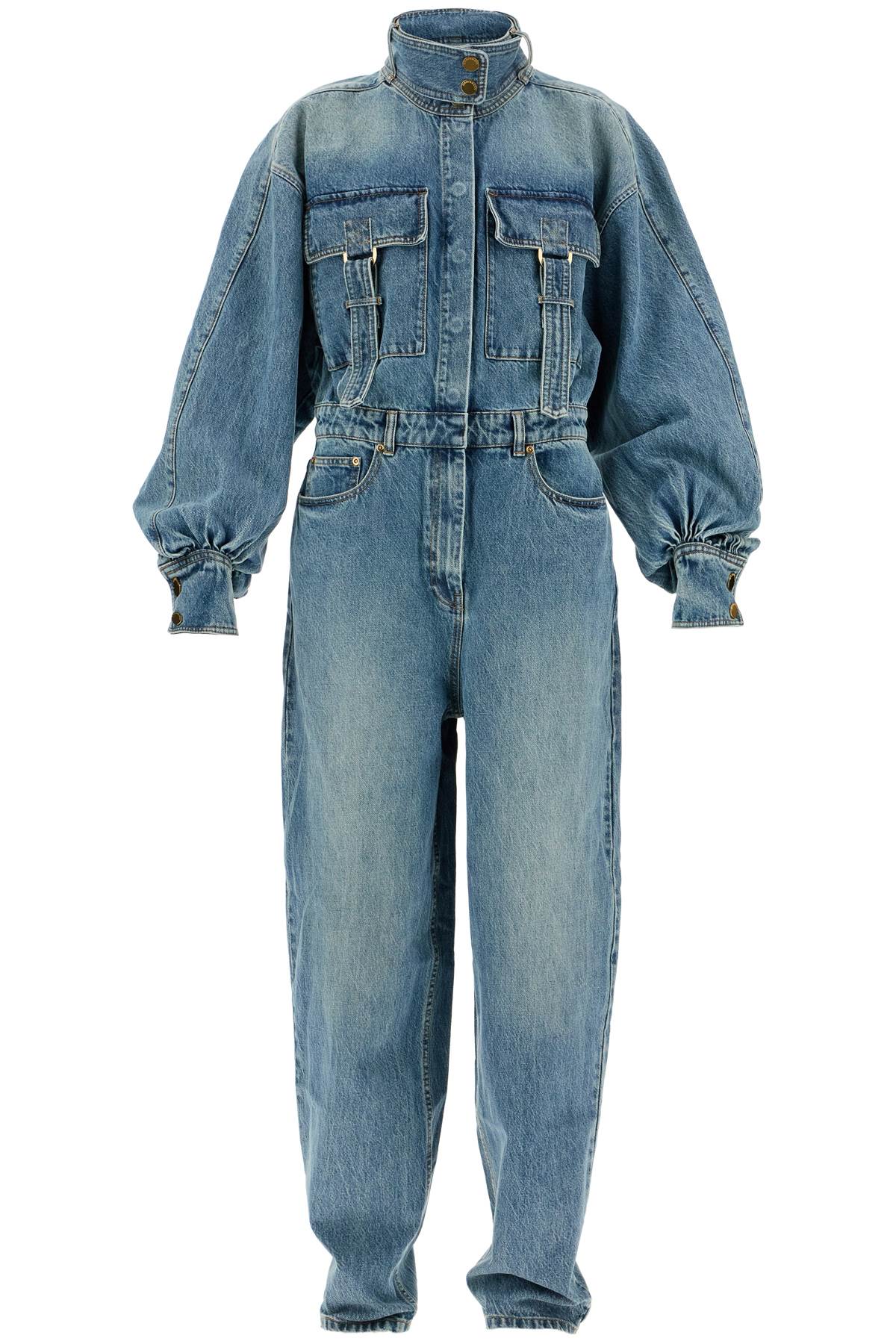 Shop Zimmermann Denim Illustration Overall Jumpsuit In Blue