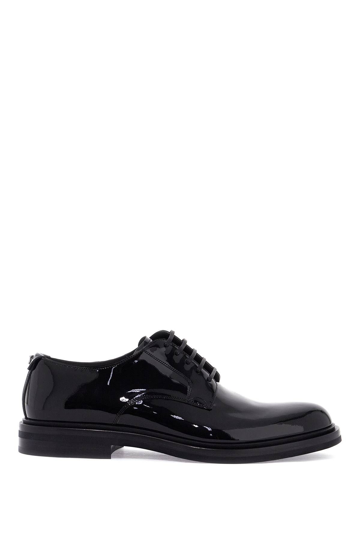 Dolce & Gabbana Lace-up Patent Leather Derby In Black