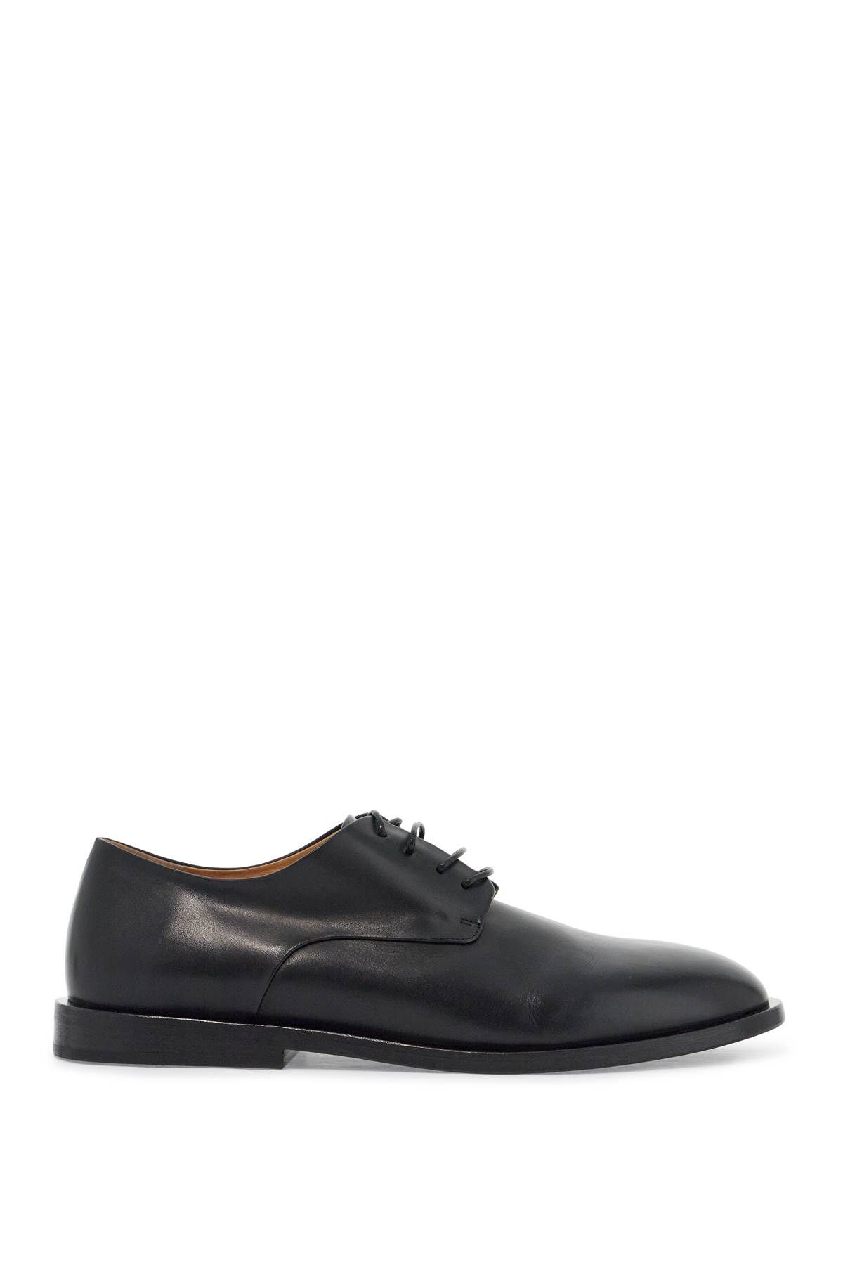 MARSELL black calf leather derby shoes with glossy finish