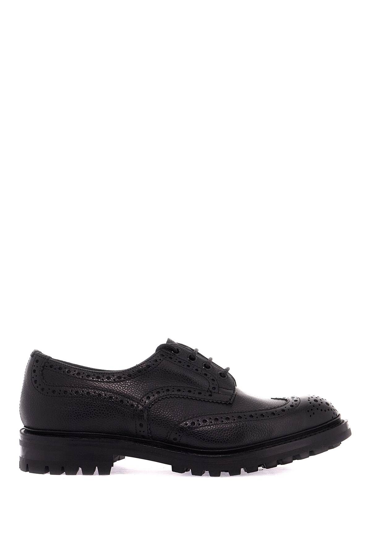 Tricker's Bourton Leather Wingtip Brogues In Black