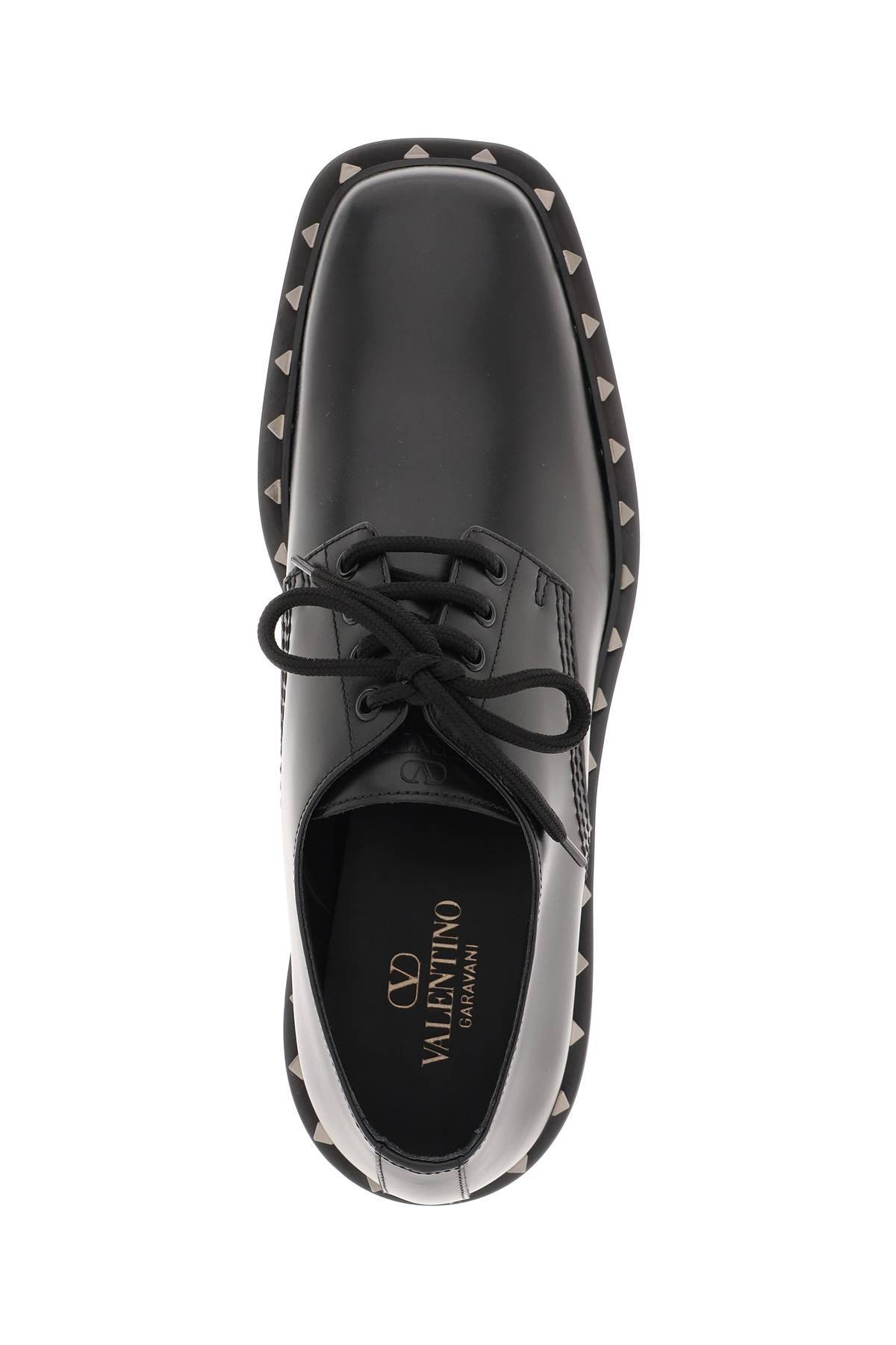 Shop Valentino 'rockstud M-way' Derby Shoes In Black