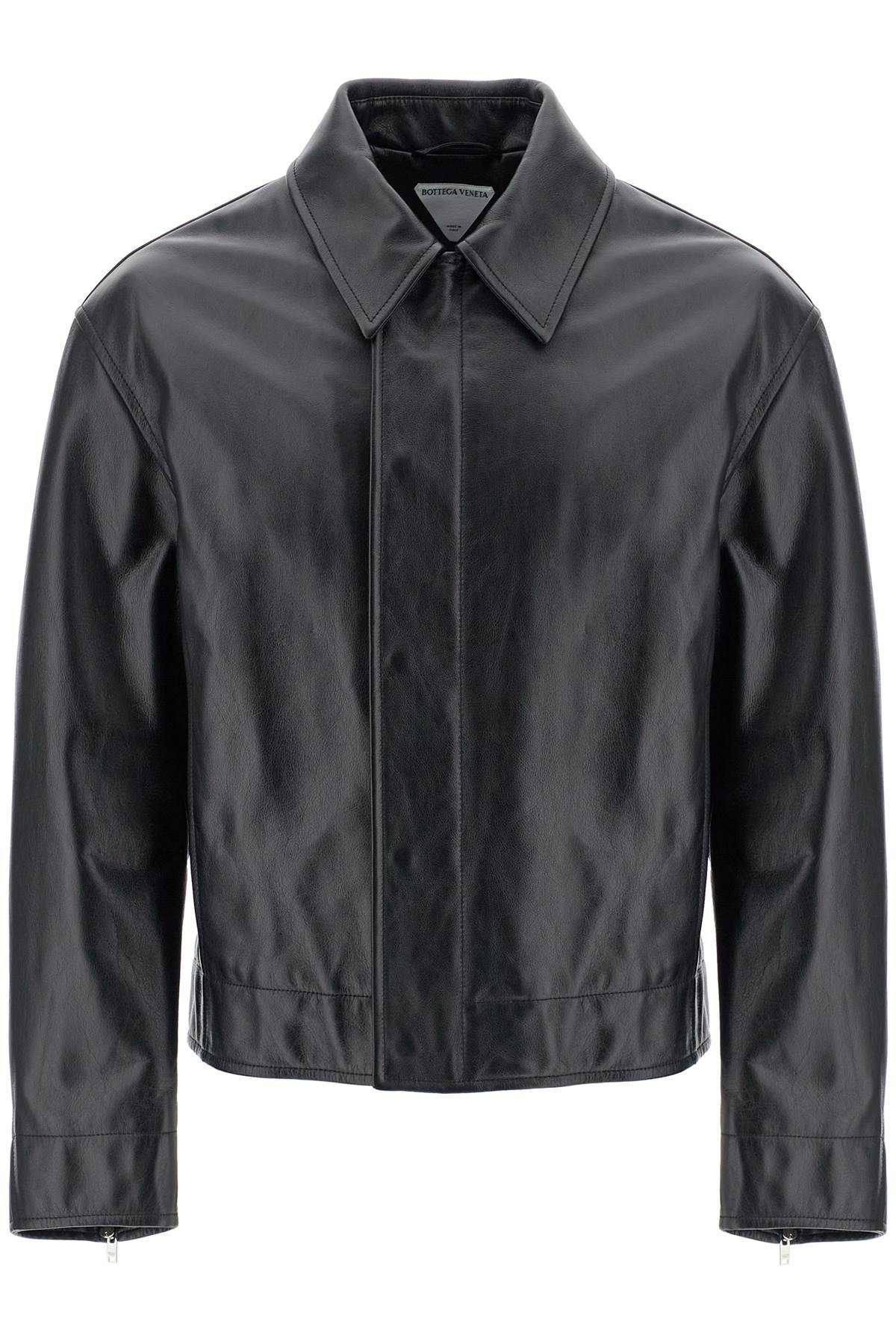 Bottega Veneta Leather Blouson Jacket In Black