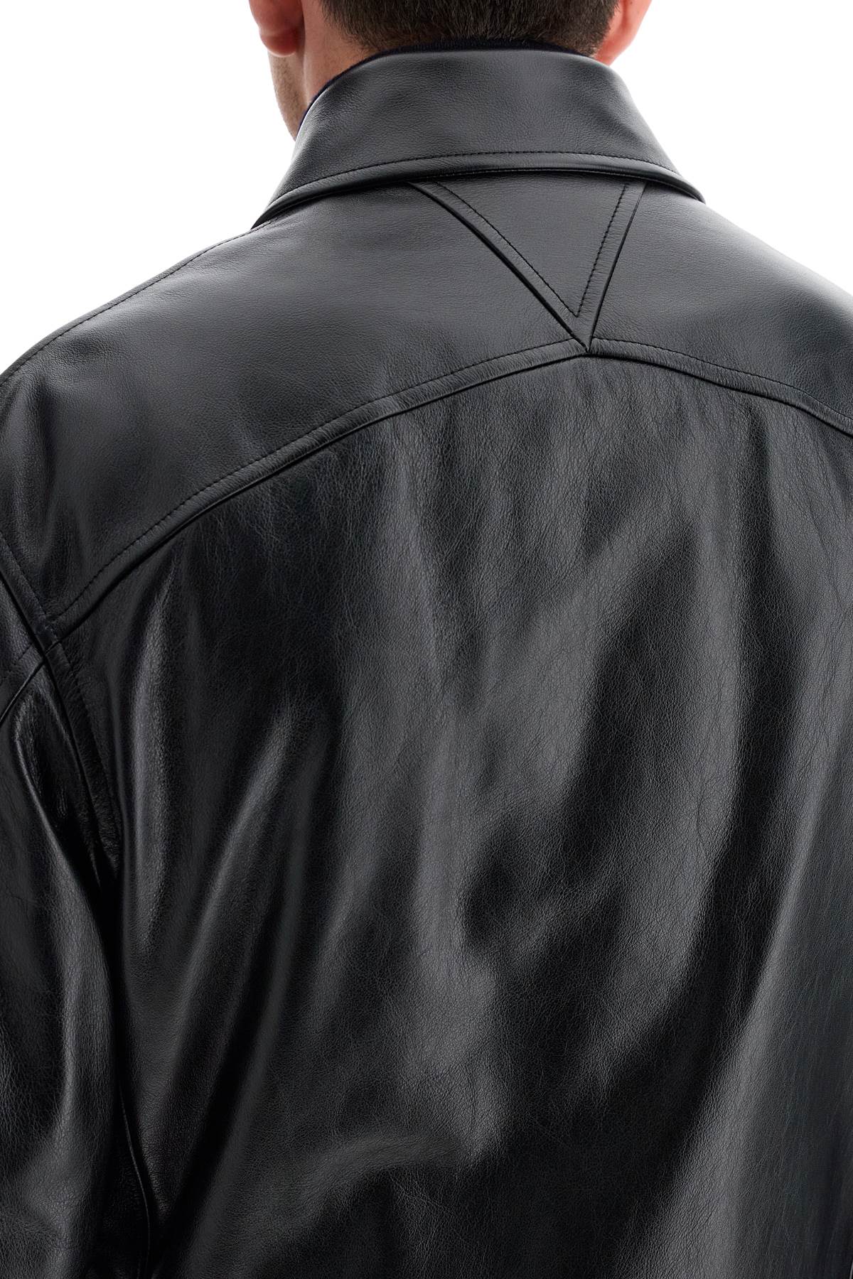 Shop Bottega Veneta Leather Blouson Jacket In Black