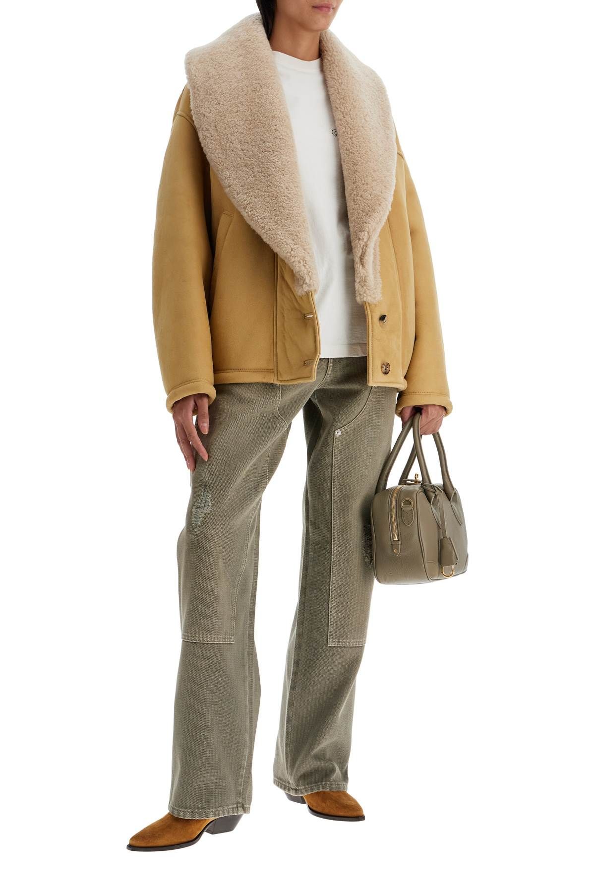 Shop Golden Goose Shearling Margot Jacket In Beige